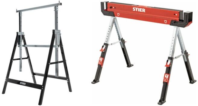 Set STIER Teleskop-Arbeitsbock, 200 kg + STIER Falt-Arbeitsbock Sägebock höhenverstellbar 590kg