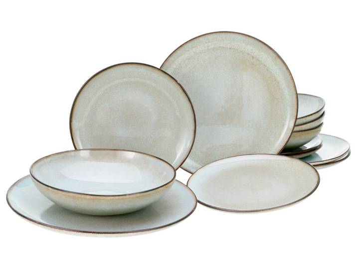 creaTable Tellerset 12-tlg STONE TOWN, grau, Steinzeug