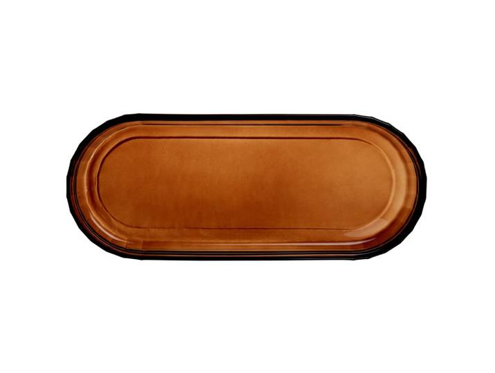 Deko-Tablett aus Glas, bernsteinfarben