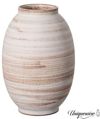 "Uniquewise 8"" Whitewashed Distressed Ceramic Farmhouse Vase, Rustic Vintage Pottery for Home Decor Countertop"