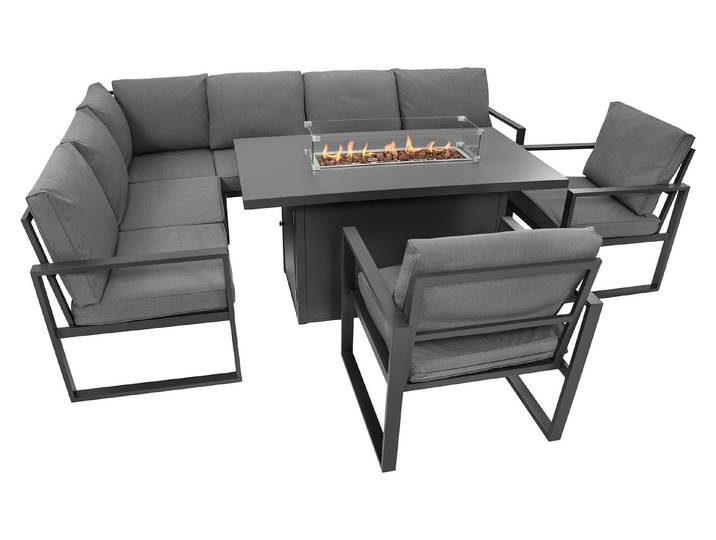 Ensemble de mobilier de jardin en aluminium pour 7 personnes\, avec foyer