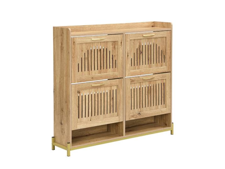 Urban Meuble Schuhkipper 109 cm in Holz-Optik, Buchefarben, Rechteckig, 108x100x24 cm, Garderobe, Schuhaufbewahrung, Schuhkipper