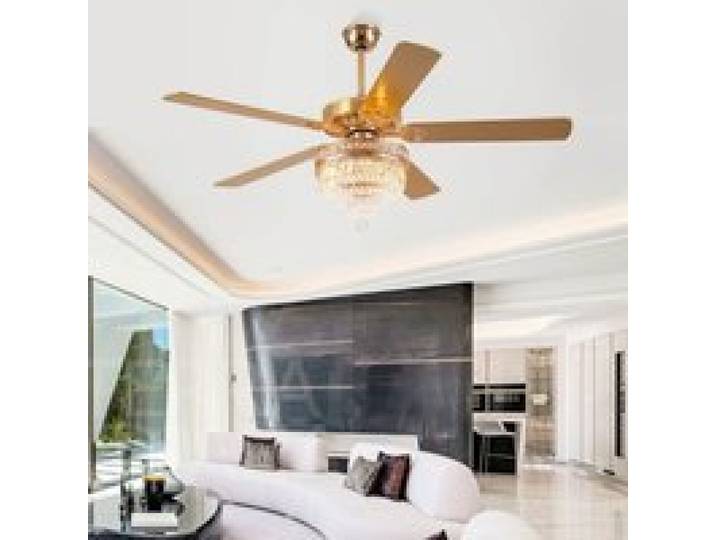 Coreice grand ventilateur de plafond cristal doré 157 cm