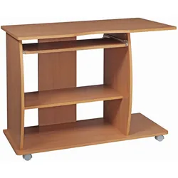 SCHREIBTISCH Computertisch Rollen 3D-Ecken, Beige 90x50x71 cm