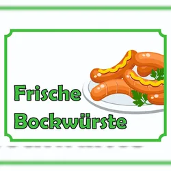 HB-Druck Frische Bockwürste Verkaufsschild Schild A3 (297x420mm)