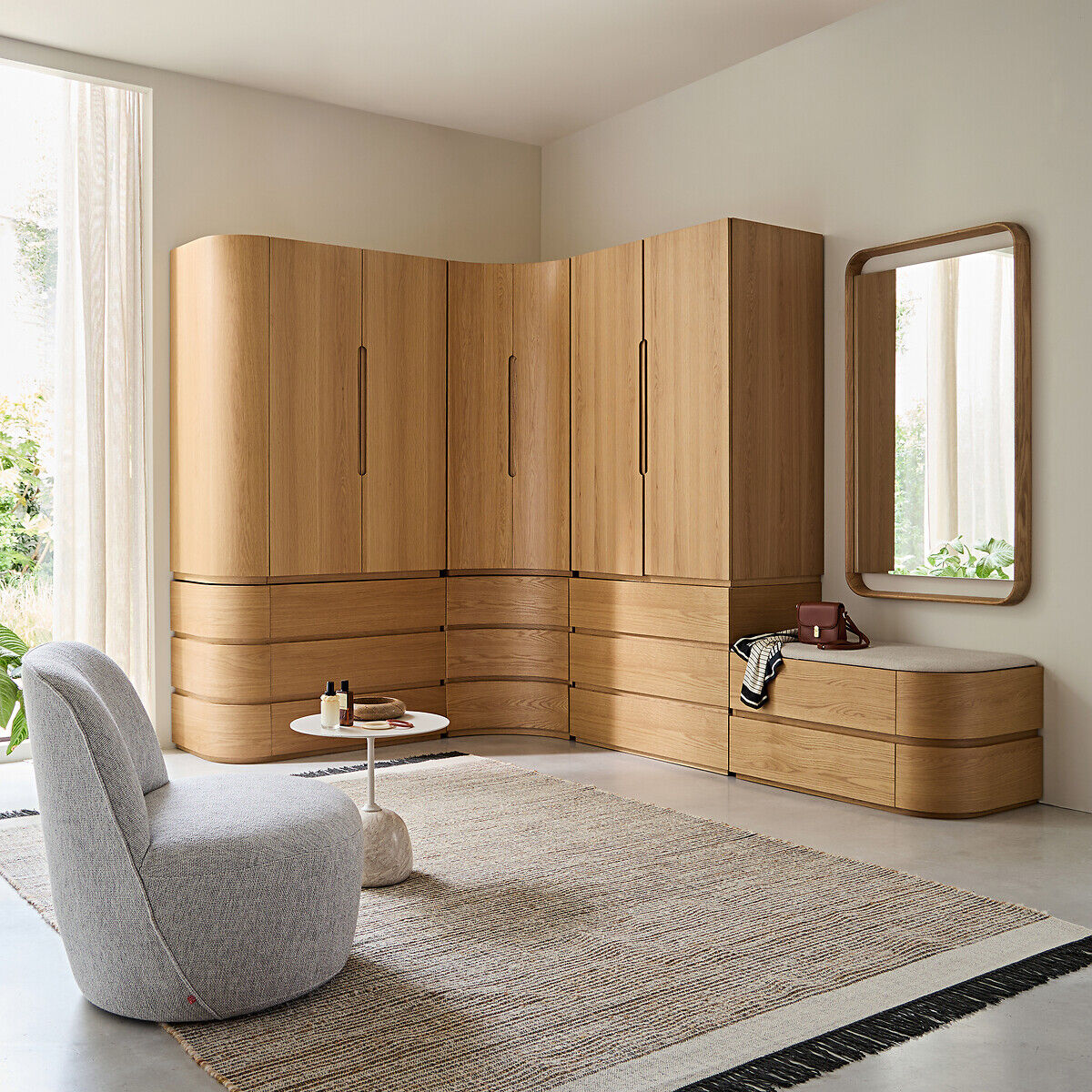 AM.PM Élément armoire à angle rond pour dressing modulable, en plaqué chêne, EVORIA
