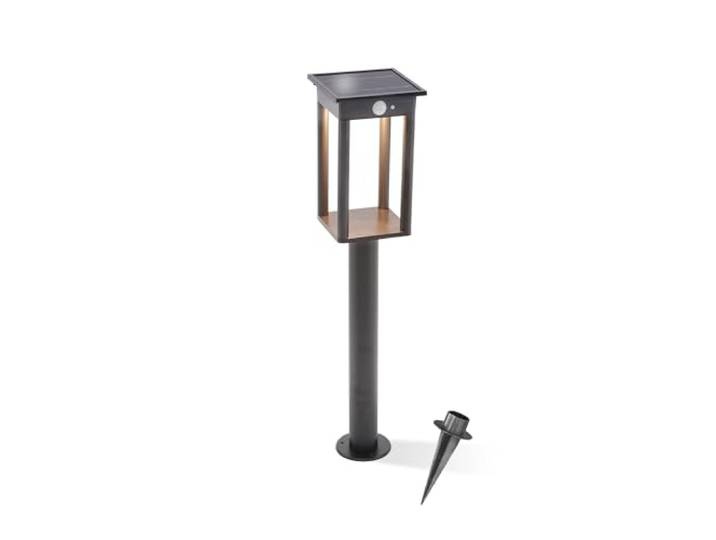 esotec Lampadaire solaire Termoli 66 cm avec capteur\, lanterne solaire pour extérieur\, jardin\, chemin avec détecteur de mouvement\, 600 lm\, blanc chaud\, IP44\, 102757