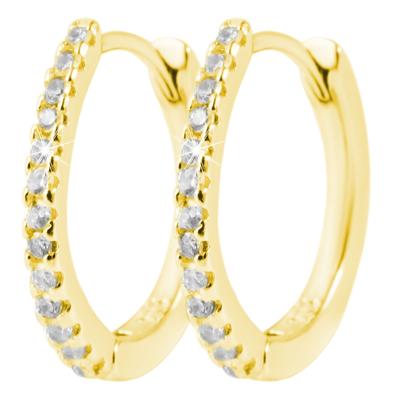 Klappcreolen ADELIA´S "Ohrringe – Klappcreole aus 925 Silber mit Zirkonia", Damen, Gr. Damen, Silber 925 (Sterlingsilber), gold, Ohrringe Klappcreolen, Perfekt als Geschenk für besondere Menschen