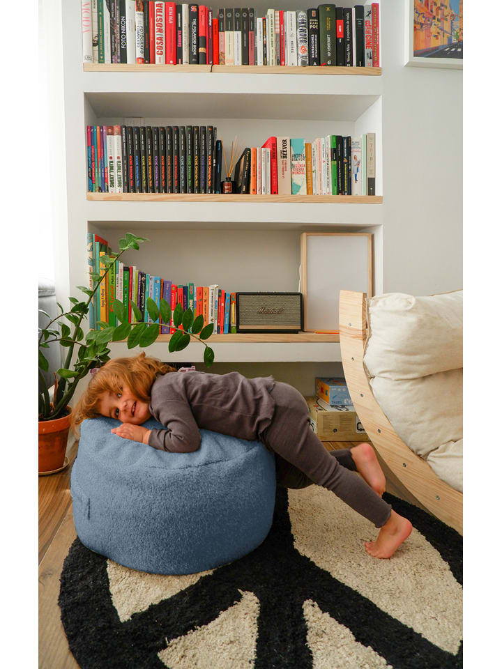 little nice things Pouf "Panda" in Blau - (H)20 x Ø 50 cm - onesize