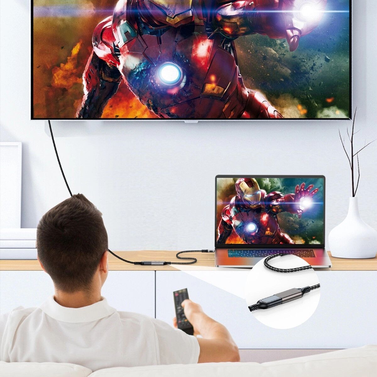 INF 2m MiniDP zu HDMI Adapter, vergoldet – 4K 3840x2160, 5.8Gbps, Plug and Play, kompatibel mit Mini DisplayPort und