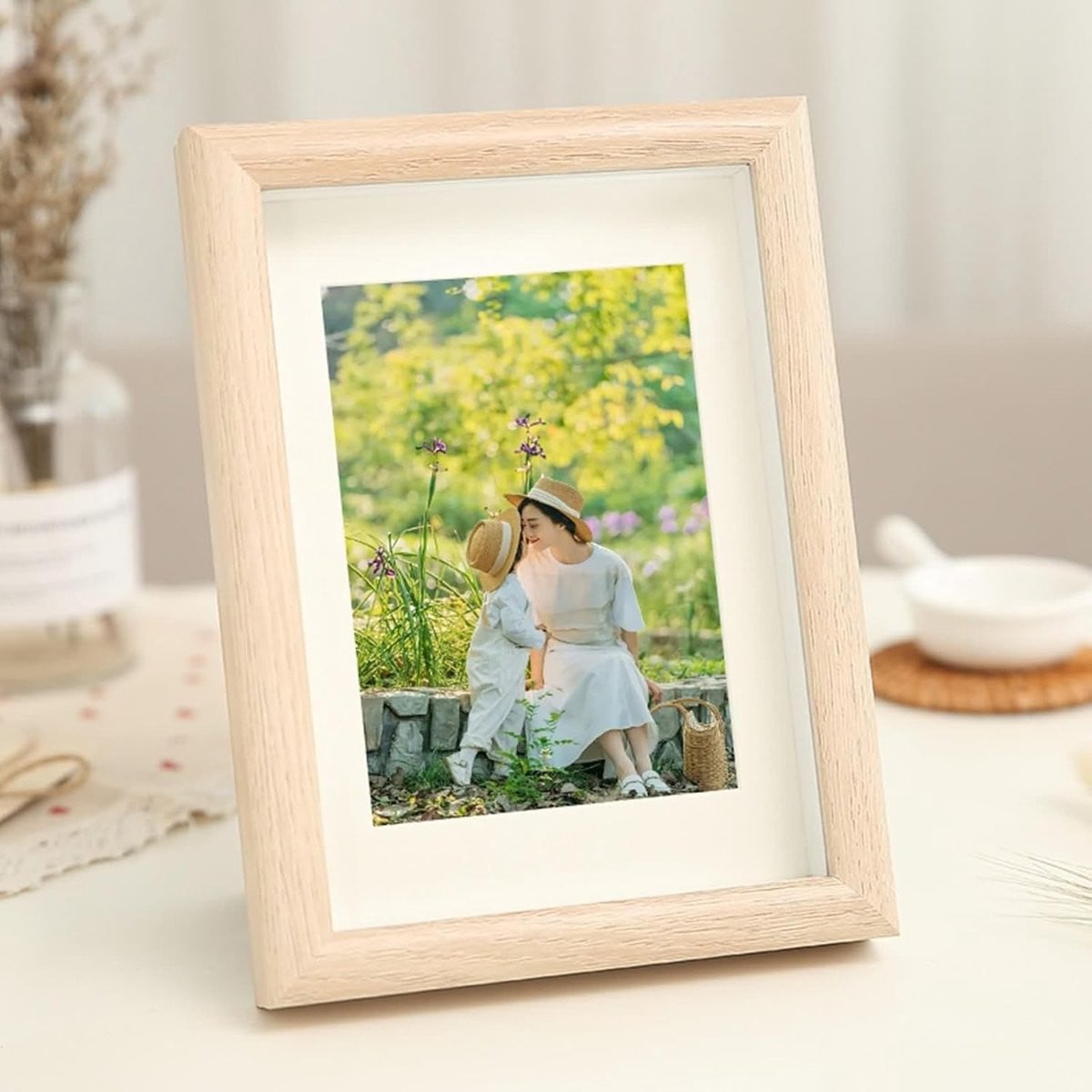 Vintage fotolijst van licht hout, 13 x 18 cm