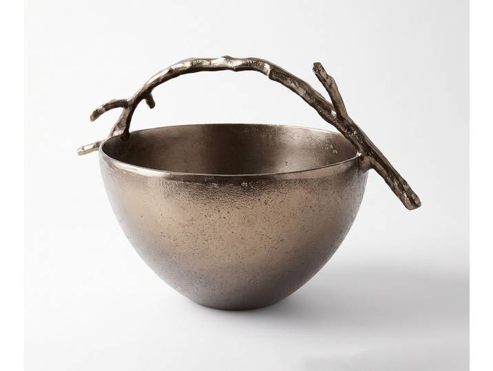Schale Ramina B35 x T25 x H22 cm Aluminium Mokka Bronze Gegossen, Wohnaccessoires