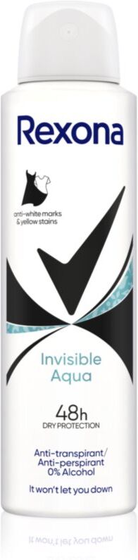 Rexona Invisible Aqua spray anti-transpirant anti-traces blanches et jaunes 150 ml