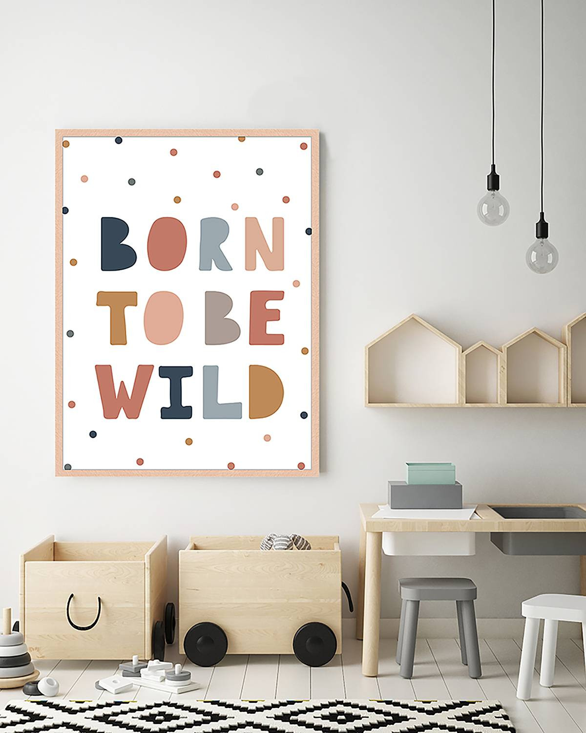 home24 Born To Be Wild wanddecoratie met typografie, meerdere kleuren, 63 x 83 cm