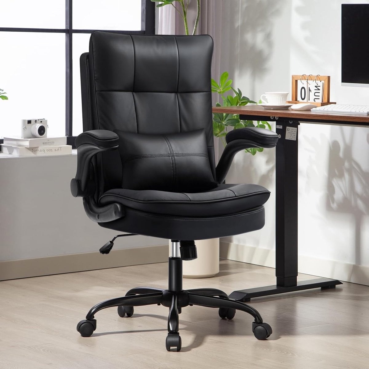 House&Garden Luxe Directiestoel Ergonomische Bureaustoel met Hoge Rugleuning en Kantelfunctie - Zwart