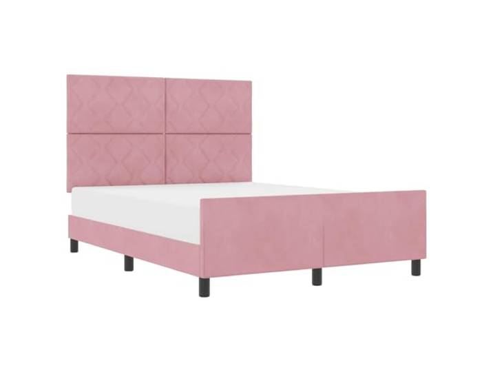 vidaXL Boxspringbett mit Kopfteil Rosa 140 x 190 cm Samt Modernes Diamantmuster für einen trendigen Look, Stabiler Holzrahmen sorgt für zuverlässige Unterstützung, Bietet Platz für