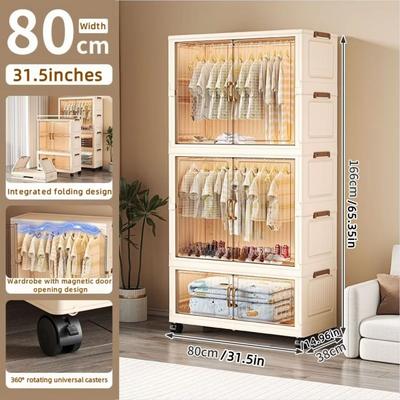 Inspired Finds Large Capacity 80cm Folding Wardrobe Closet Organizer 2 Large 1 Small