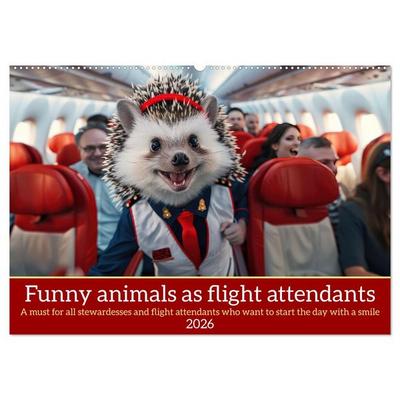 Funny animals as flight attendants (Wall Calendar 2026 DIN A2 landscape), CALVENDO 12 Month Wall Calendar