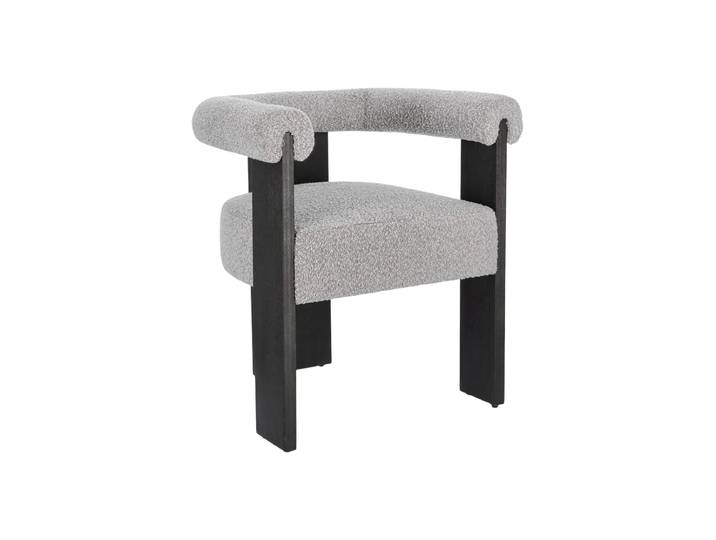 Massiver Design Armlehnstuhl „Agape“ Schwarz/Bouclé Grau Bizzotto
