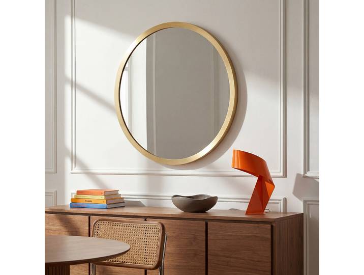HABITAT - Miroir rond en acier inoxydable - 100 cm - Laiton brossé - Elyo