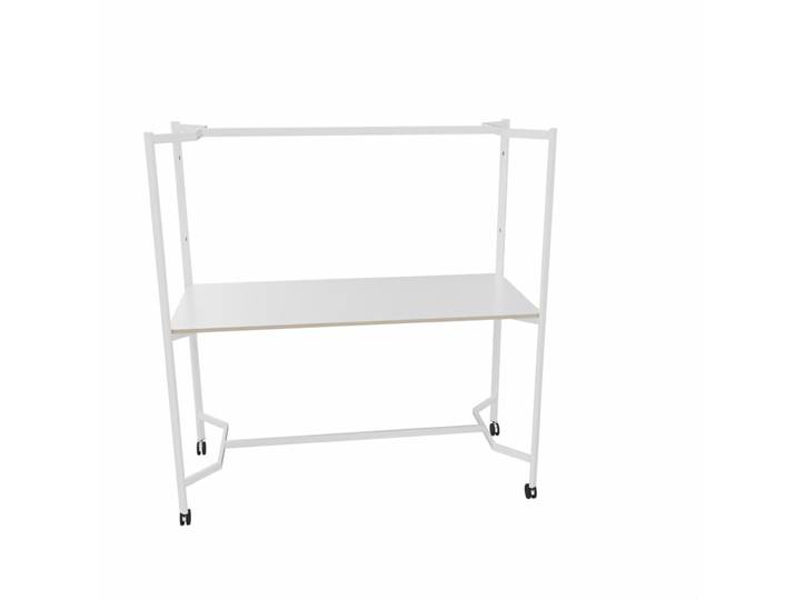 Table mobile multi usages rectangle Station O - H. 194 x L. 183,7 x P. 83,7 cm - Plateau Blanc - Pieds blancs