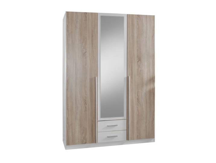 Wimex Skate Drehtürenschrank 3-türig - Eiche sägerau Nachbildung, Spiegelglas Modern