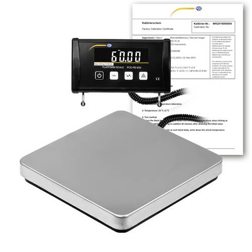 PCE Instruments PCE-PB 60N-ICA Plattformwaage PCE-PB 60N-ICA kalibriert (ISO) Wägebereich (max.) 60kg Ablesbarkeit 20g