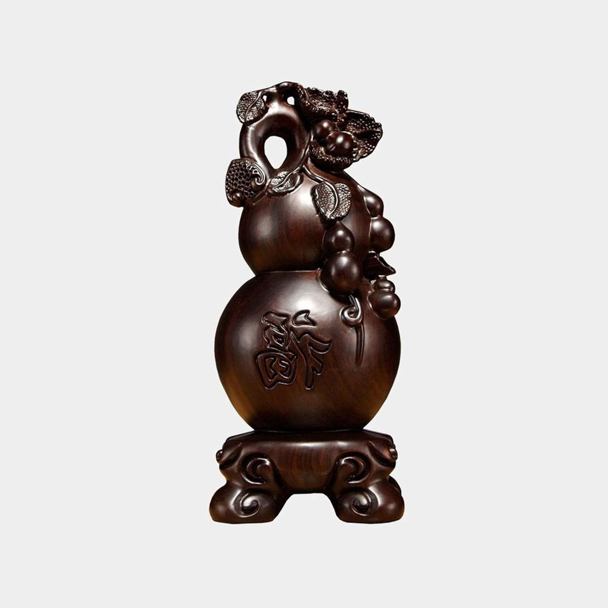Houten Kalebas Beeldje - Ambachtelijk Ornament voor Huisdecoratie - Houtkleur - Hoogte: 28 cm