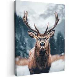 LEINWANDBILD Hirsche - Tiere - Landschaft - Winter - Schnee Room Decor 30x40 cm