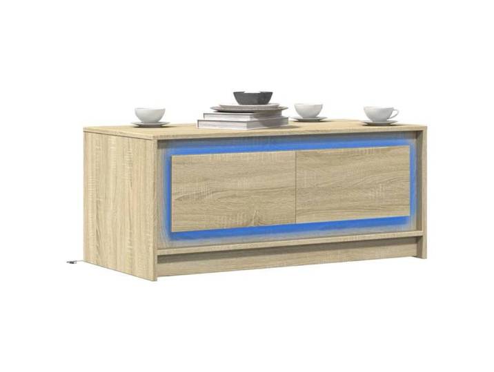 Table basse avec lumières LED-Table Salon à LED chêne sonoma bois d'ingénierie 777810