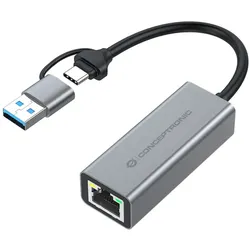 Conceptronic ABBY08G USB-zu-Gigabit-Netzwerkadapter, Wake-on-LAN, Kompatibel mit Nintendo Switch
