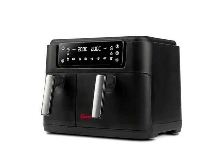 Girmi FG26 Ecofrit Bis Luftfritteuse, 2400 W, 9 Liter, antihaftbeschichtete Behälter, digitales Display, BPA/PFOA Safe, 2 separate Kochzonen, inklusive Rezeptbuch, Schwarz