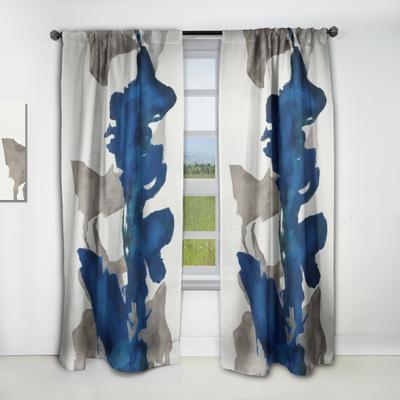 DESIGN ART Designart 'Gouache Sapphire on Gray VI' Modern Blackout Curtain Single Panel
