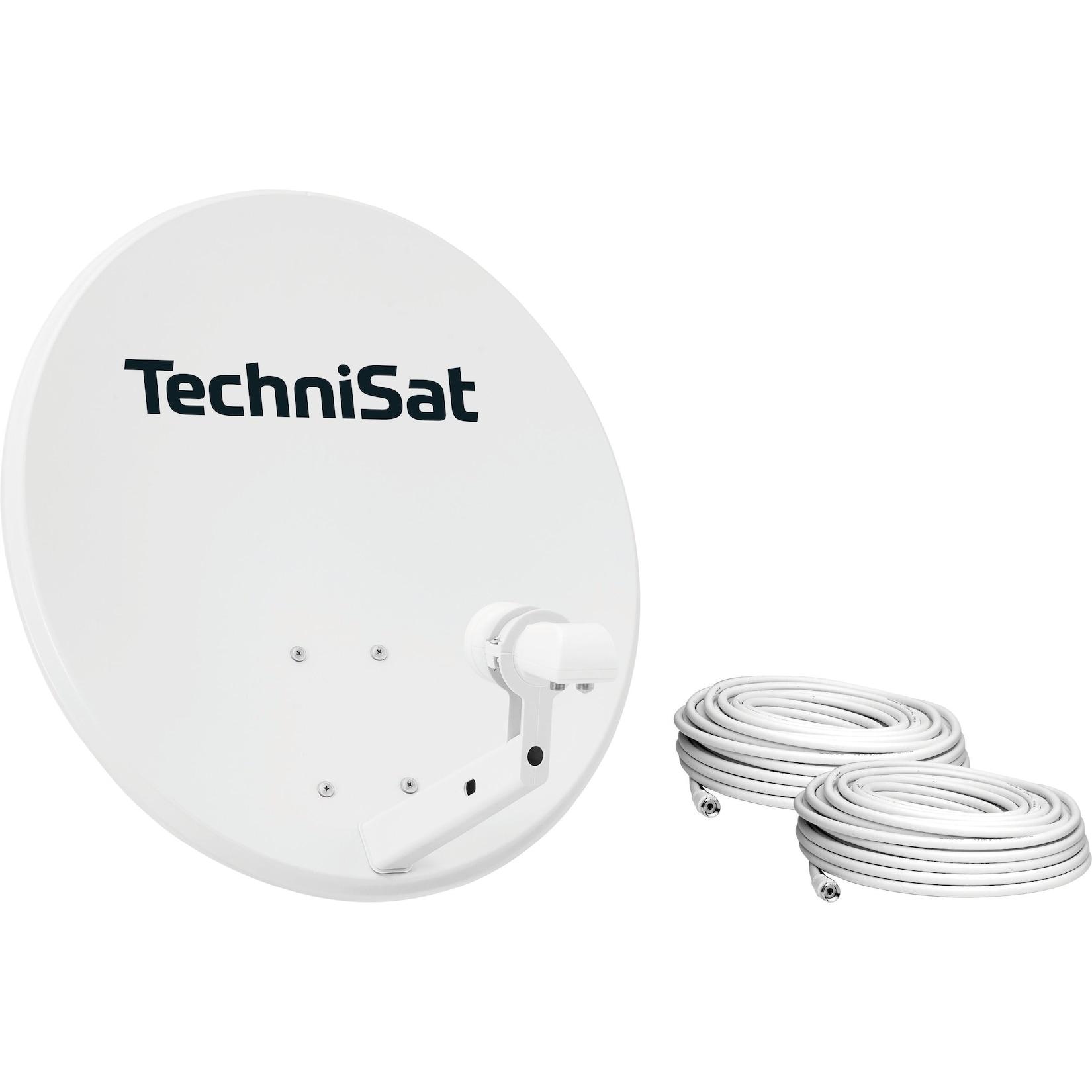 TechniSat TECHNITENNE 60 - SAT-Anlage, 60 cm Durchmesser, für 2 Teilnehmer, inkl. Twin-LNB, 2x10m Kabel lichtgrau