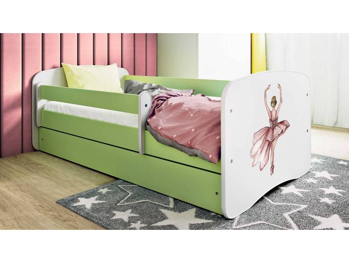Einzelbett Buyo - Ballerina 70 x 140cm mit Lattenrost Grün/Hellgrün