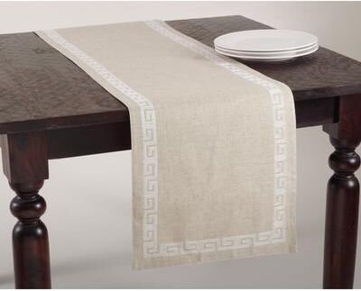 Saro Lifestyle Stitched Greek Key Design Runner