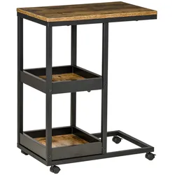 BEISTELLTISCH, Couchtisch mit Rollen, Ablage, im Industrie-Stil, 51 x 33 x 66 cm