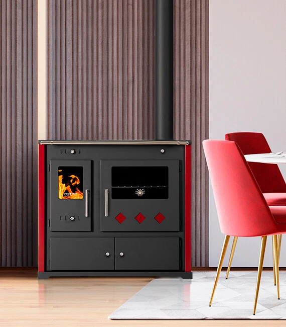 Kaminofen mit Backfach und Herdplatte Practik Lux Holzofen 9,5 kW Kamin Ofen Dauerbrandofen Werkstattofen Schwedenofen Hüttenofen Heizofen