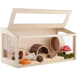 VEVOR Hamsterkäfig Nagerkäfig Nagarium Hamstergehege Holz 810x410x410mm, 270°-Sichtfenster Nagersicher mit Deckel Belüftung für Goldhamster Zwerghamster Meerschweinchen Rennmäuse