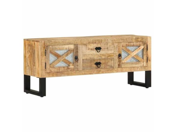 HEFZGDB TV-Schrank 110x30x45 cm Raues Mangoholz Industrie Vintage Sideboard Stauraum Multimedia Möbel Unikat