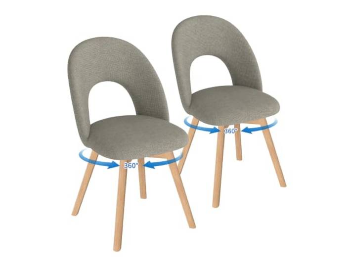 WAFTING Esszimmerstühle drehbar Polster Holzbeine 2er Set，Dunkelbraun 360° drehbar, dicker Leinenstoff mit luftdurchlässiger durchbrochener Rückenlehne, geeignet für Esszimmer, Küche, Wohnzimmer