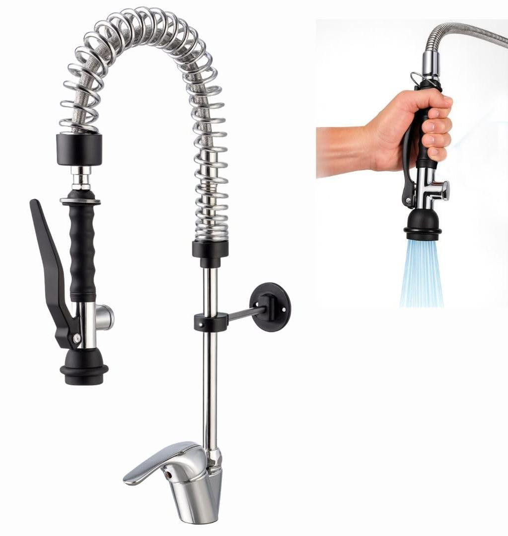 Dripio Industriële keukenkraan met uittrekbare spout, waterbesparend, zwart