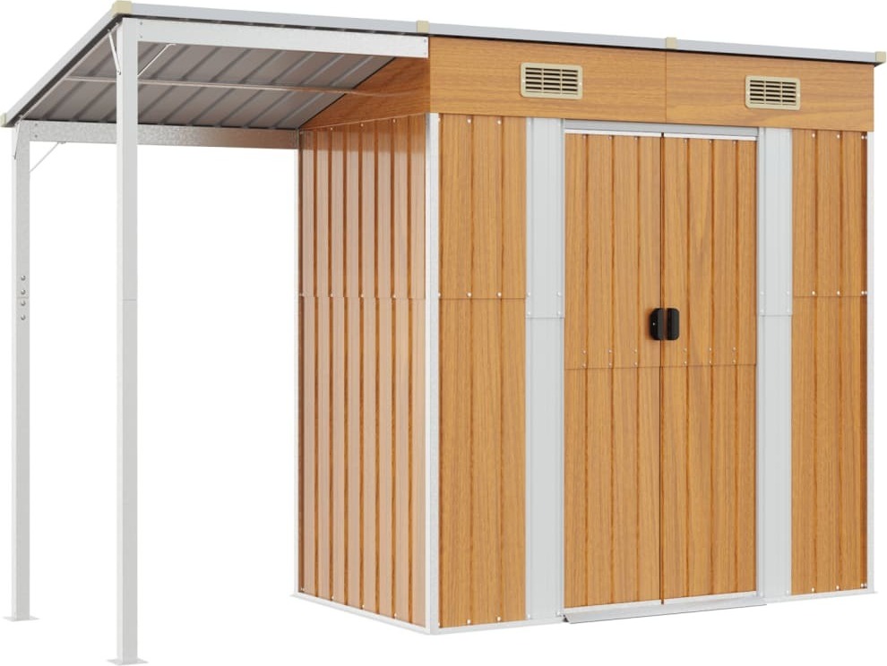 Gartenhaus mit Schleppdach Hellbraun 277x107x181 cm Stahl