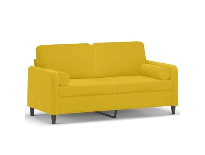 GHVBNMF 2-Sitzer-Sofa Samt Polstersofa mit 2 Zierkissen Gelb 140 cm Gemütliches 2-Sitzer Sofa aus Samt in Gelb mit 2 Zierkissen, ideal für Wohnzimmer und Schlafzimmer mit Metallgestell.