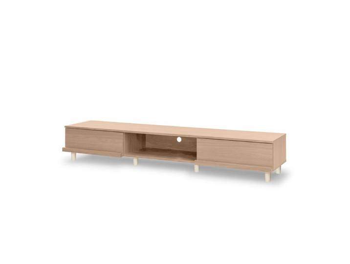 Iris Ohyama Meuble TV Meuble tele Banc TV pour ecran jusqu'à 65 pouces BAB-180A- Marron Clair L42.1 x P180 x H30 cm