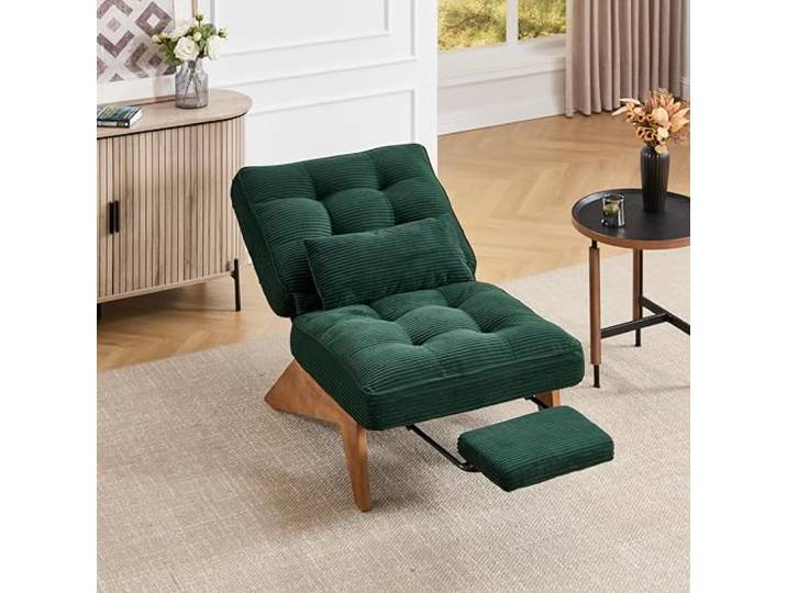 VILUXE Loungesessel Cord Relaxsessel Verstellbar Fußstütze Smaragdgrün Moderner Relaxsessel, Cordbezug, verstellbare Rückenlehne, Fußstütze, Lendenkissen, Wohnzimmer