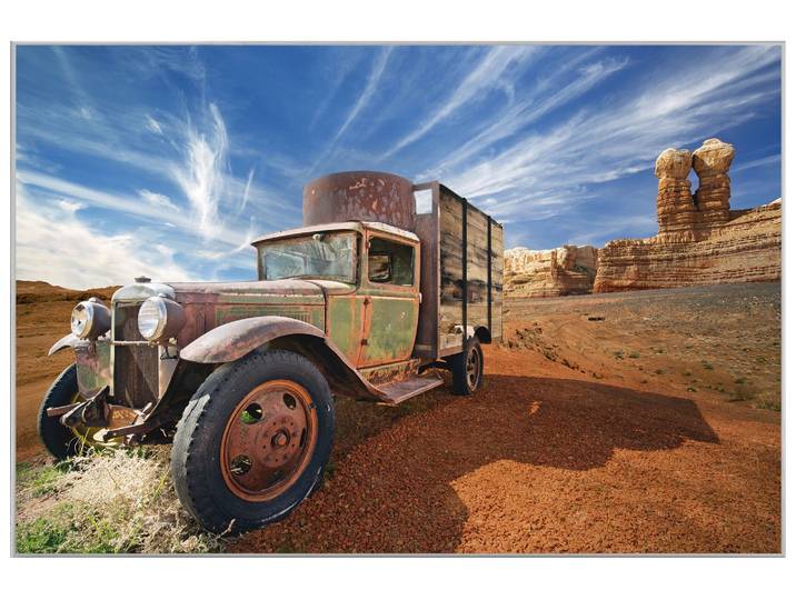 Bild mit Rahmen Oldtimer in Der Wüste image LAND