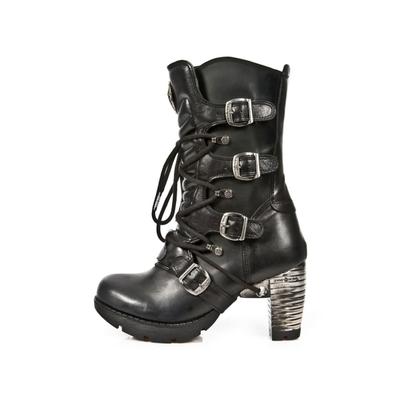 Plateaustiefelette NEW ROCK "High Heel Boots M-TR003-S1", Damen, Gr. 37, Normalschaft, schwarz, Obermaterial: 100% Rindnappaleder CNA., Schuhe, Handgefertigt, Made in Spain