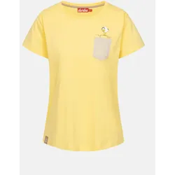 Derbe T-Shirt Leicht auf Zinne Damen Gelb Brusttasche GOTS Organic