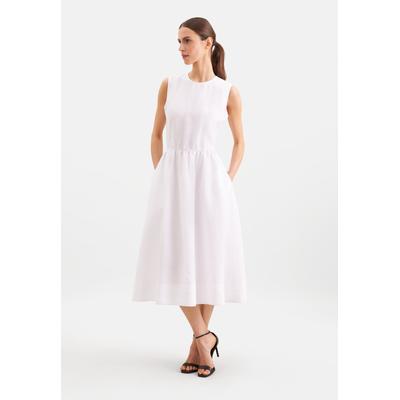 Blusenkleid SEIDENSTICKER, Damen, Gr. M (38), Normalgrößen, ohne Ärmel, weiß, 100% Leinen, unifarben, regular fit, Rundhals, Kleider Blusenkleid, Ohne Arm Rundhals Uni